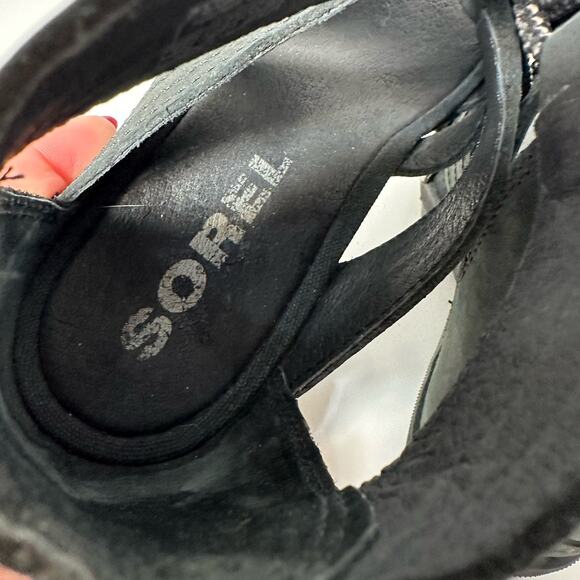Sorel Womens Joanie II Lace Up Gladiator Wedge Sandals in Black Size 8.5 - Picture 6 of 10